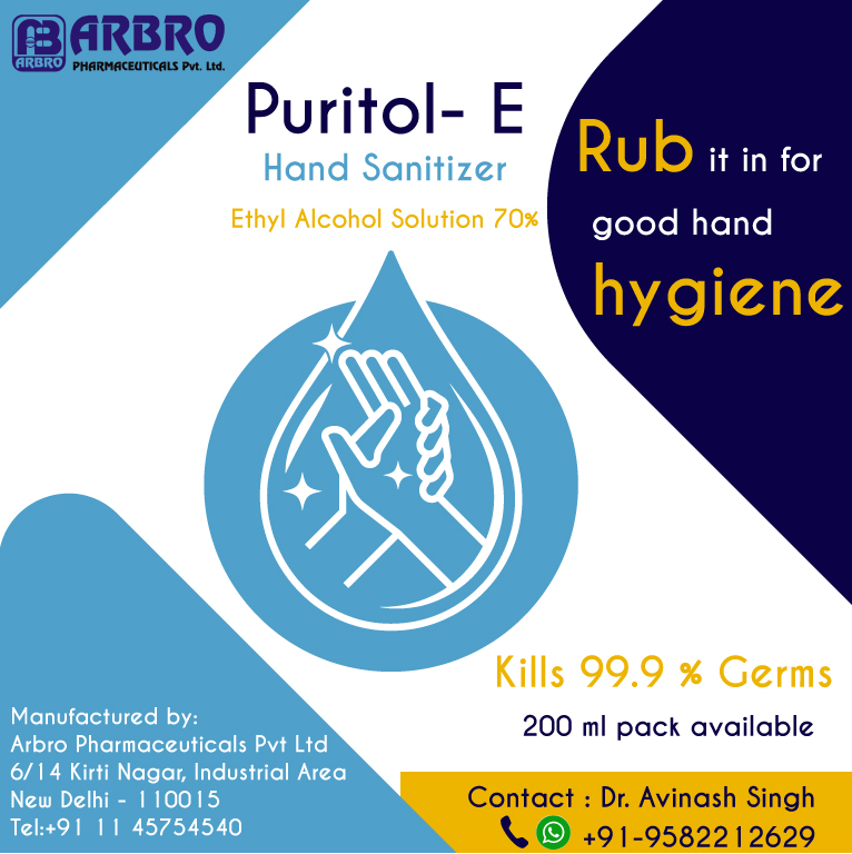 Puritol-E Ethyl Alcohol-Based Hand Sanitizer for Corona Virus Protection